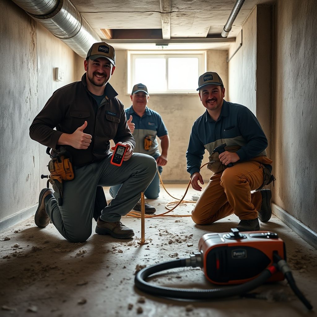 A Prime Guard Mold Removal technician inspecting a wall for moisture in a Pasadena home, using specialized equipment.